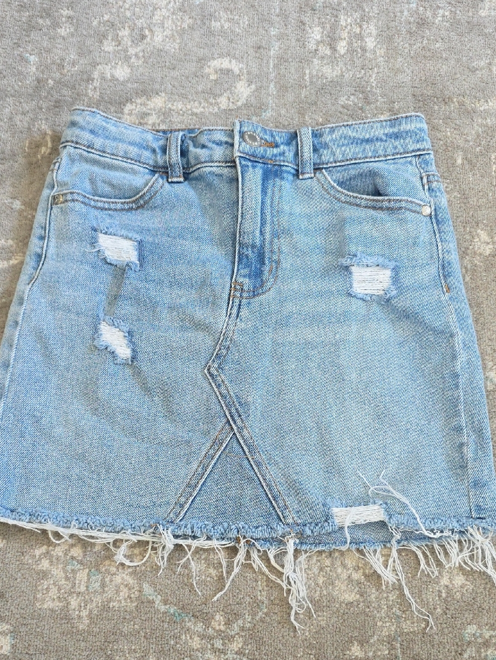 art class Girls Light Blue Distressed Denim Mini Skirt / Size Large (10-12)